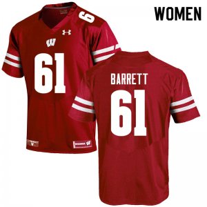 Women's Wisconsin Badgers NCAA #61 Dylan Barrett Red Authentic Under Armour Stitched College Football Jersey NG31L81YG